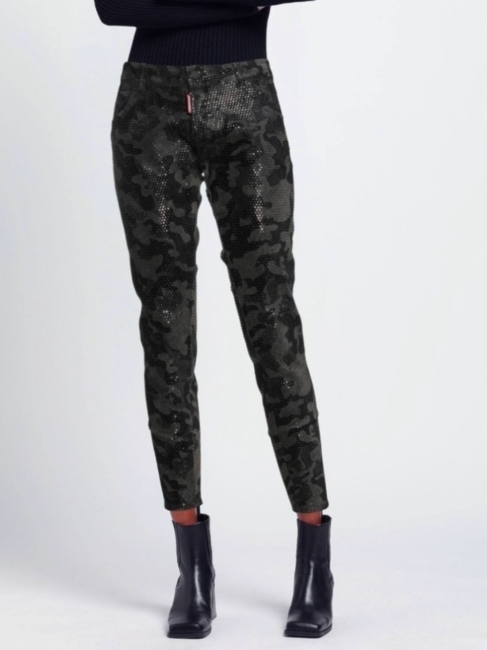 NWT DSquared2 Crystal Studded Sparkle Camo Skinny Pants Sz 40